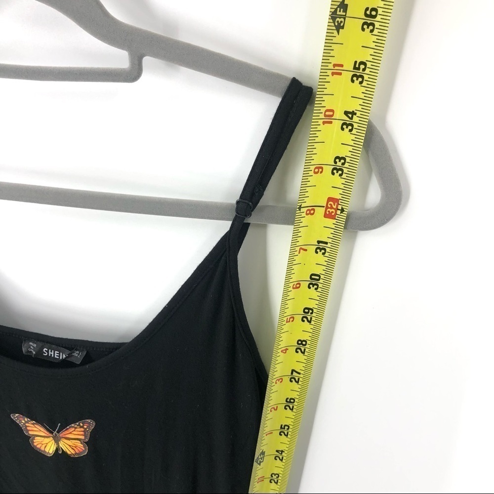 Y2K Butterfly Mini Dress 90’s Style Stretch Bodycon Slip Dress Black Size Large - Picture 8 of 9